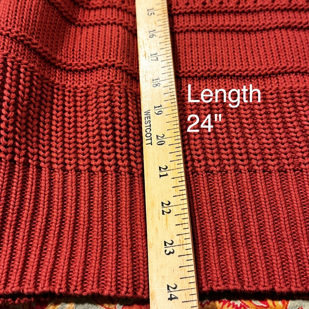 Mittoshop Pullover Sweater Womens Large Red Rust Chunky Knit 100% Cotton C20847 - Picture 9 of 9